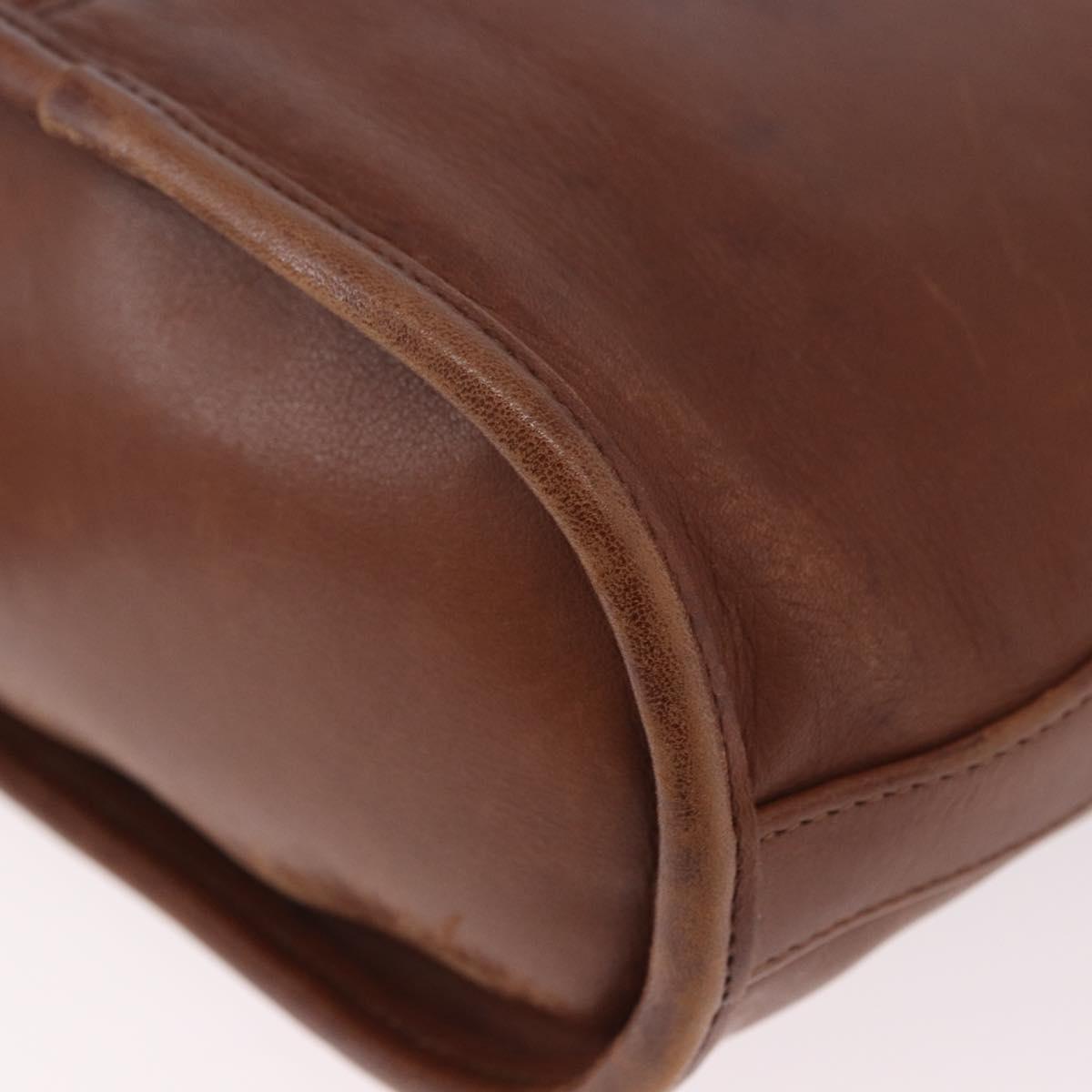 Coach Shoulder Bag Leather Brown Gold Auth 189421