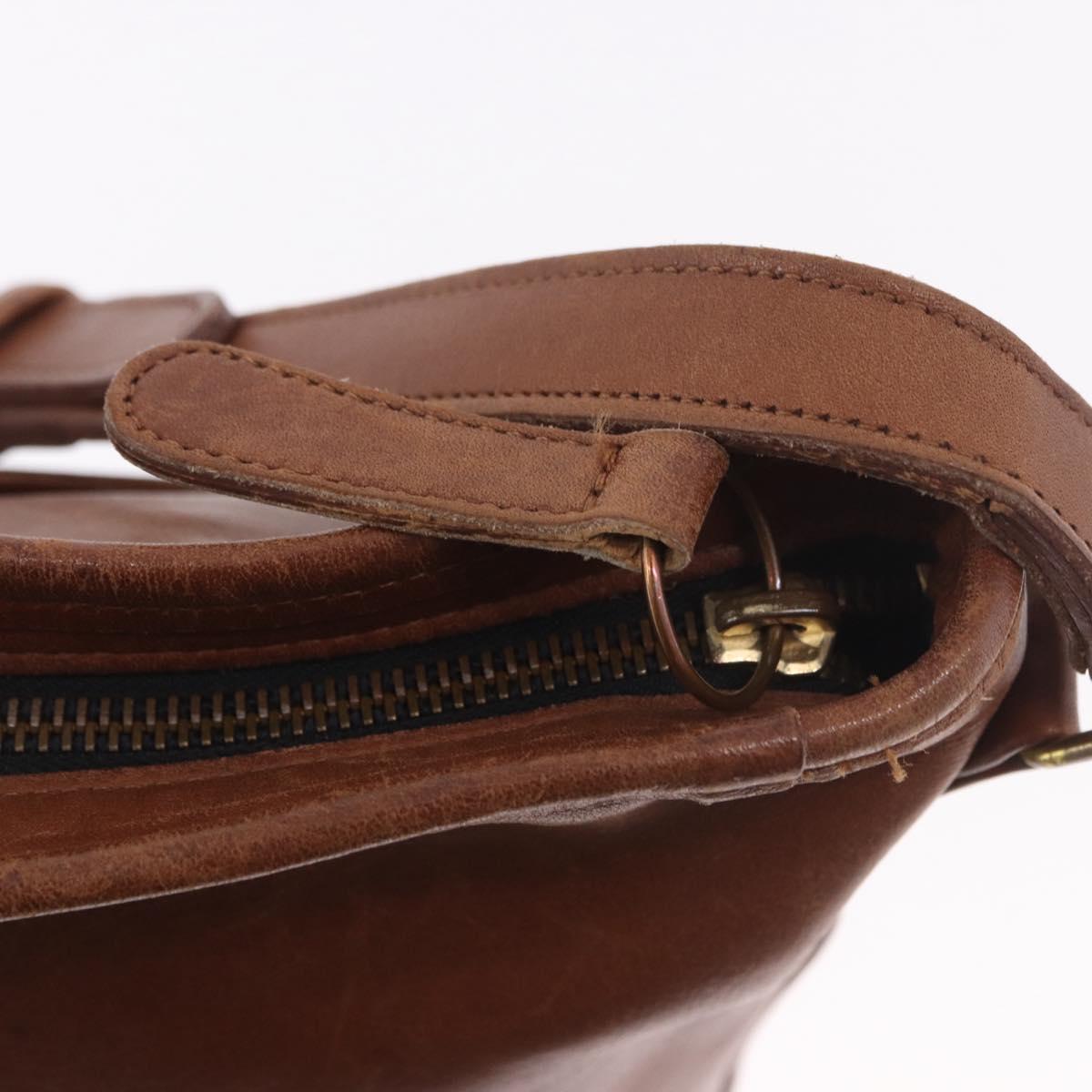 Coach Shoulder Bag Leather Brown Gold Auth 189421