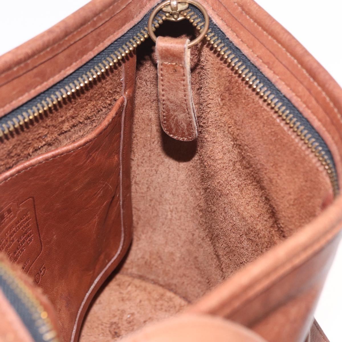 Coach Shoulder Bag Leather Brown Gold Auth 189421
