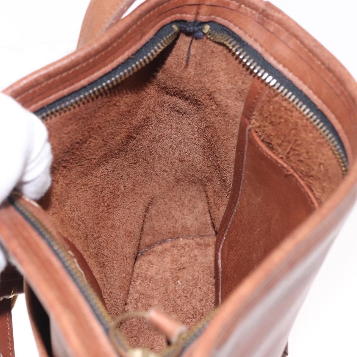 Coach Shoulder Bag Leather Brown Gold Auth 189421