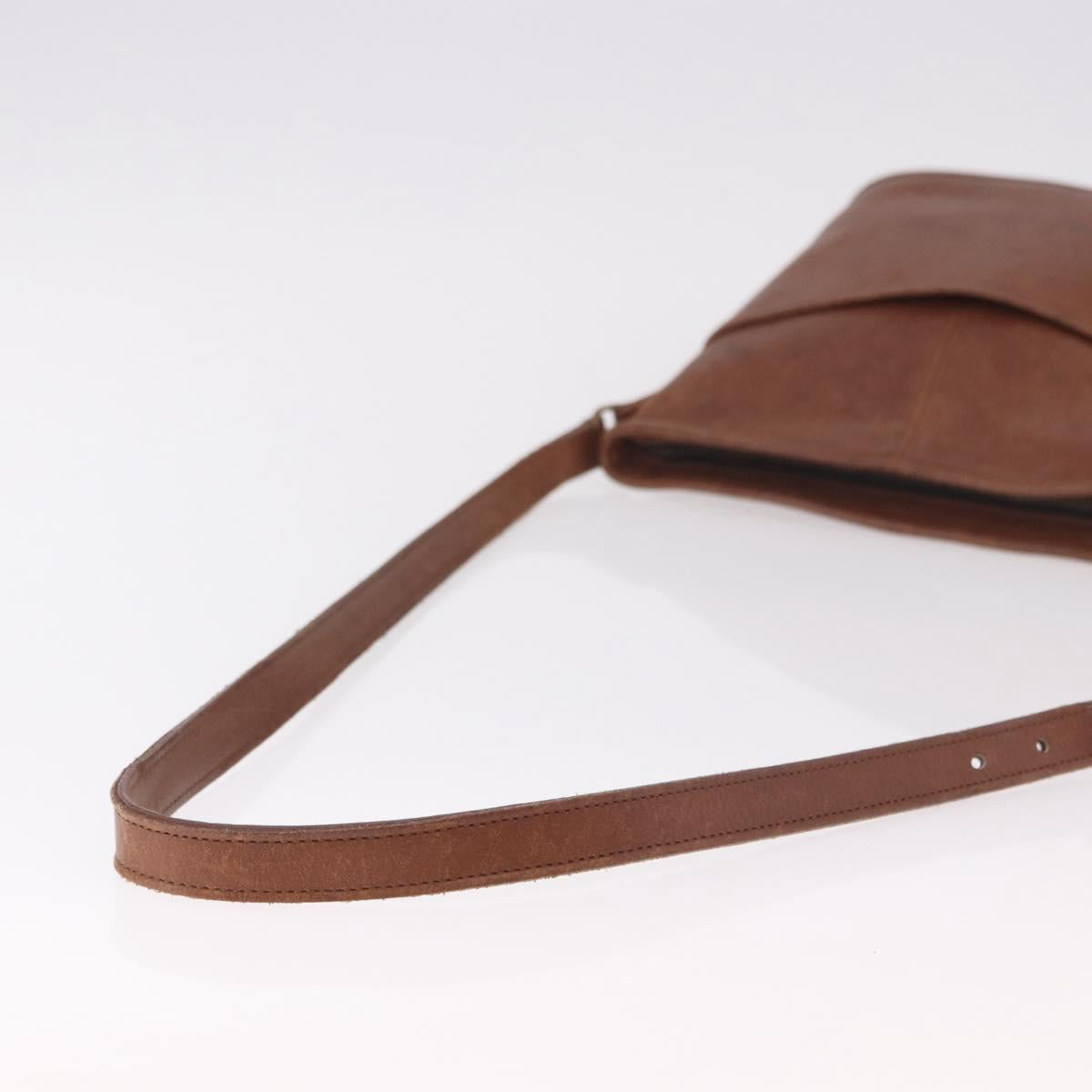 Coach Shoulder Bag Leather Brown Gold Auth 189421