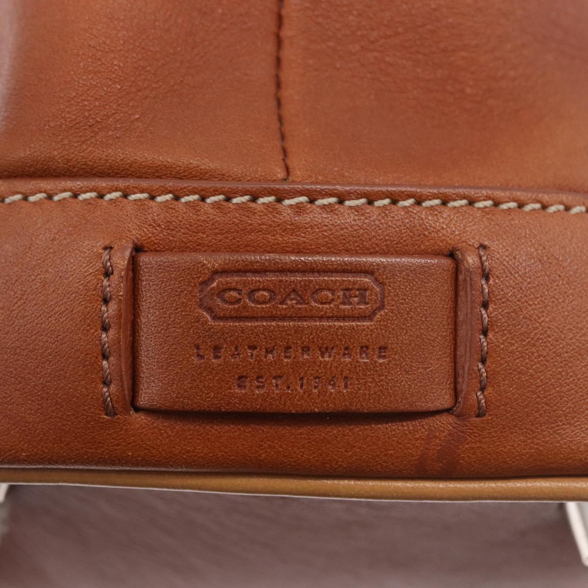 Coach Hand Bag Leather Brown Silver Auth 189425