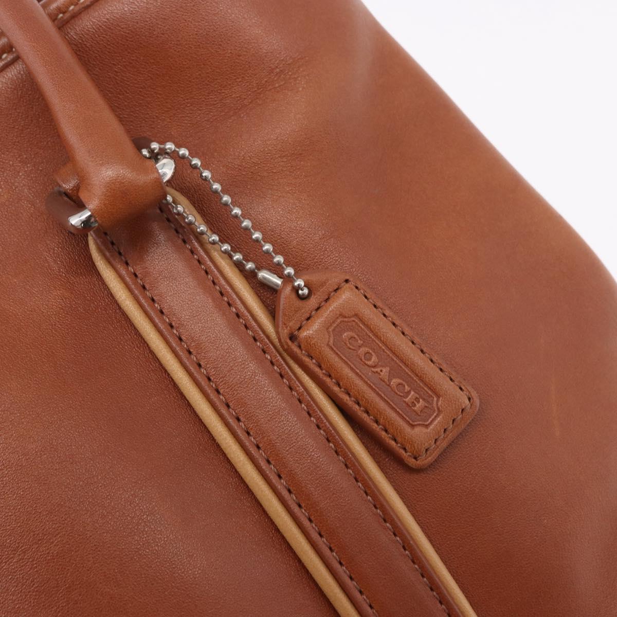 Coach Hand Bag Leather Brown Silver Auth 189425