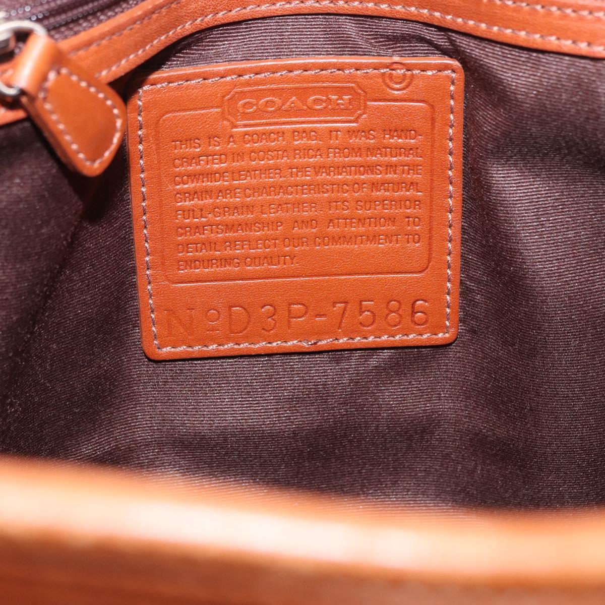 Coach Hand Bag Leather Brown Silver Auth 189425