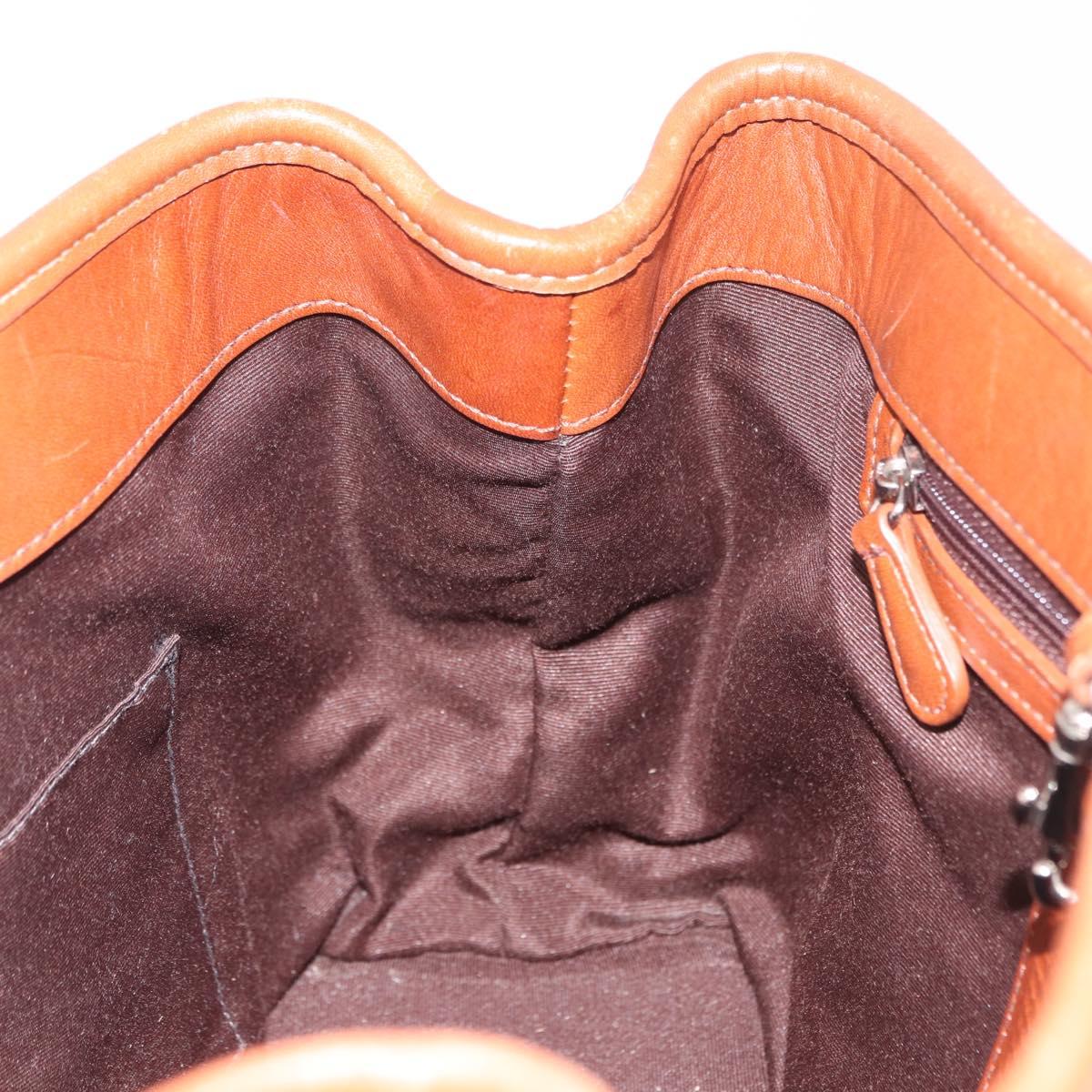 Coach Hand Bag Leather Brown Silver Auth 189425