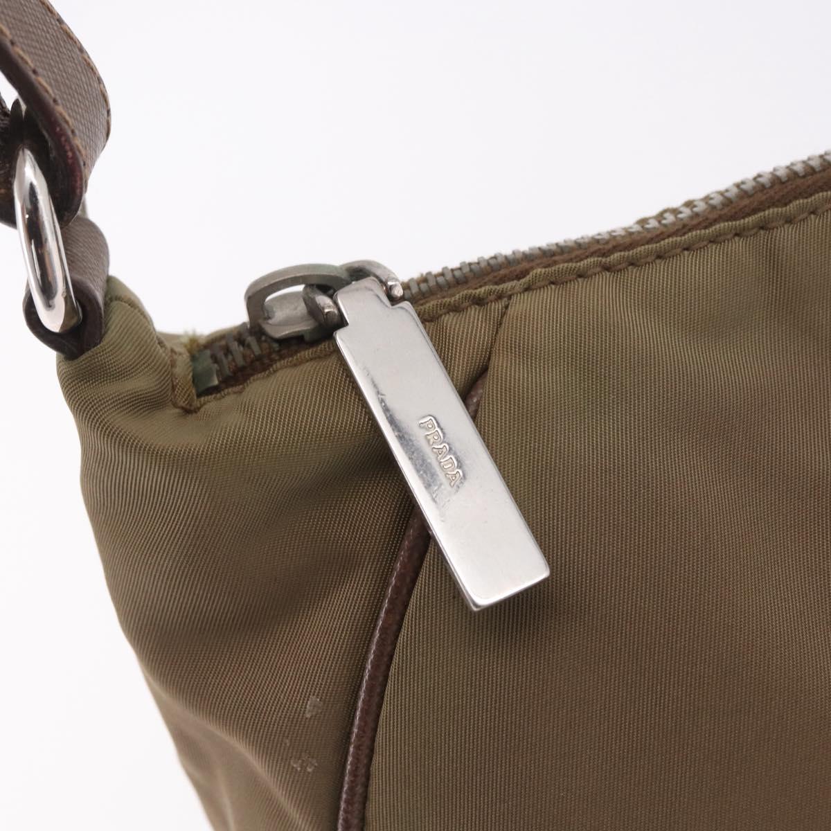 PRADA Shoulder Bag Nylon Green Silver Auth 189427