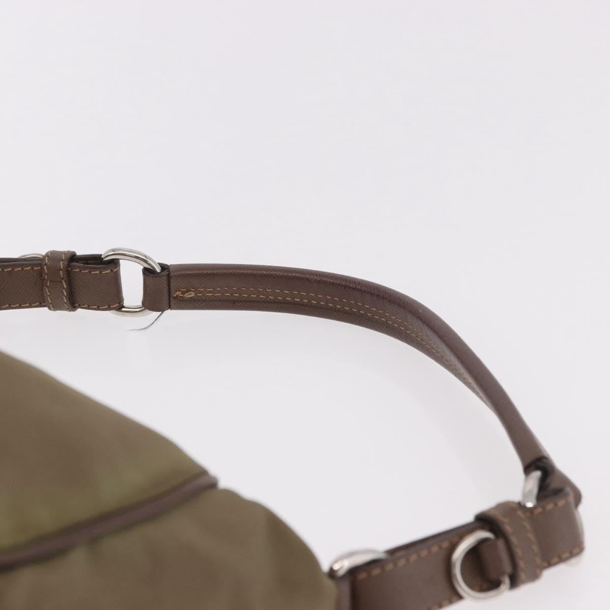 PRADA Shoulder Bag Nylon Green Silver Auth 189427