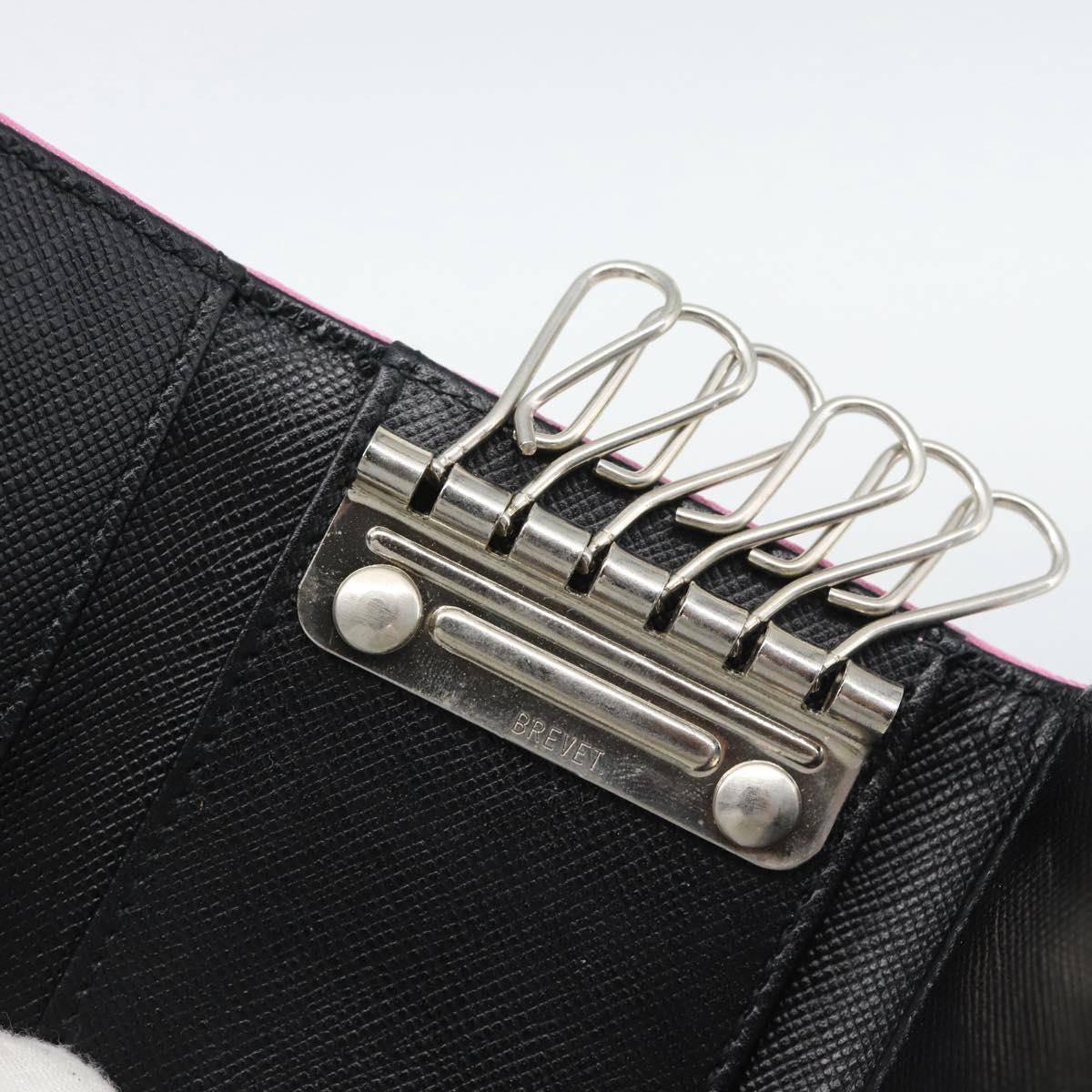 PRADA Key Case Nylon Pink Silver Auth 189428A
