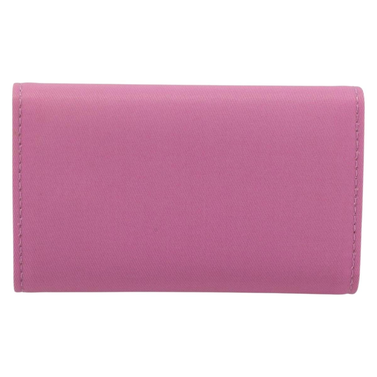 PRADA Key Case Nylon Pink Silver Auth 189428A