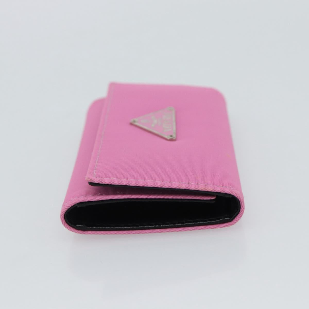 PRADA Key Case Nylon Pink Silver Auth 189428A