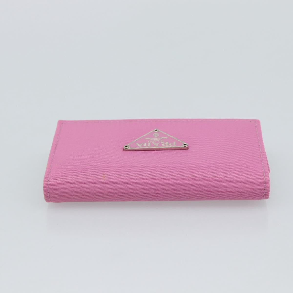 PRADA Key Case Nylon Pink Silver Auth 189428A