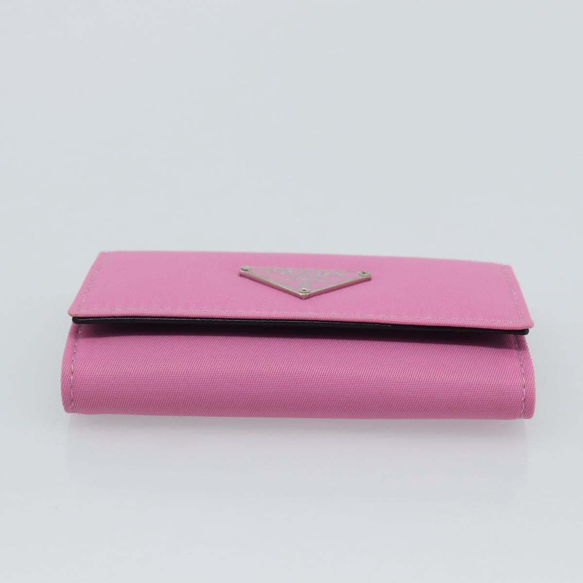 PRADA Key Case Nylon Pink Silver Auth 189428A