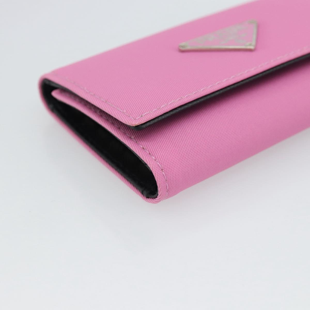 PRADA Key Case Nylon Pink Silver Auth 189428A