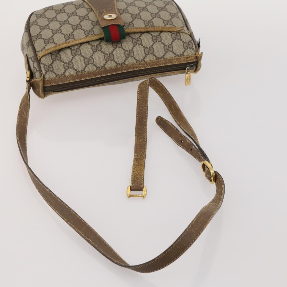 GUCCI GG Supreme Shoulder Bag PVC 2 Set Beige Purple Auth 189444