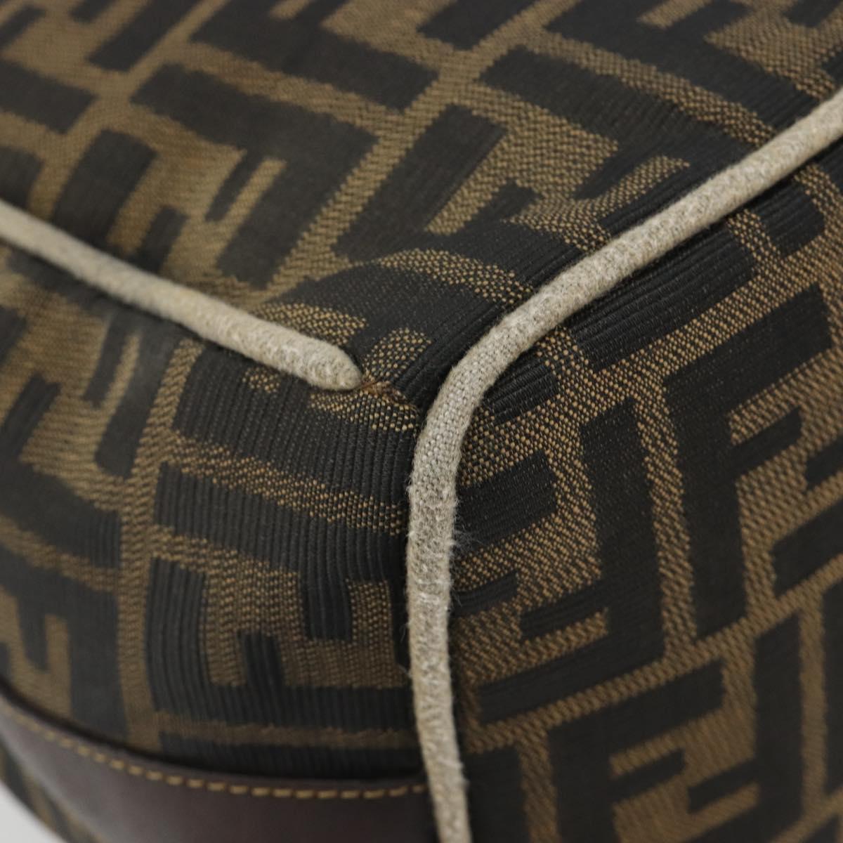 FENDI Zucca Canvas Hand Bag Black Brown Auth 189495