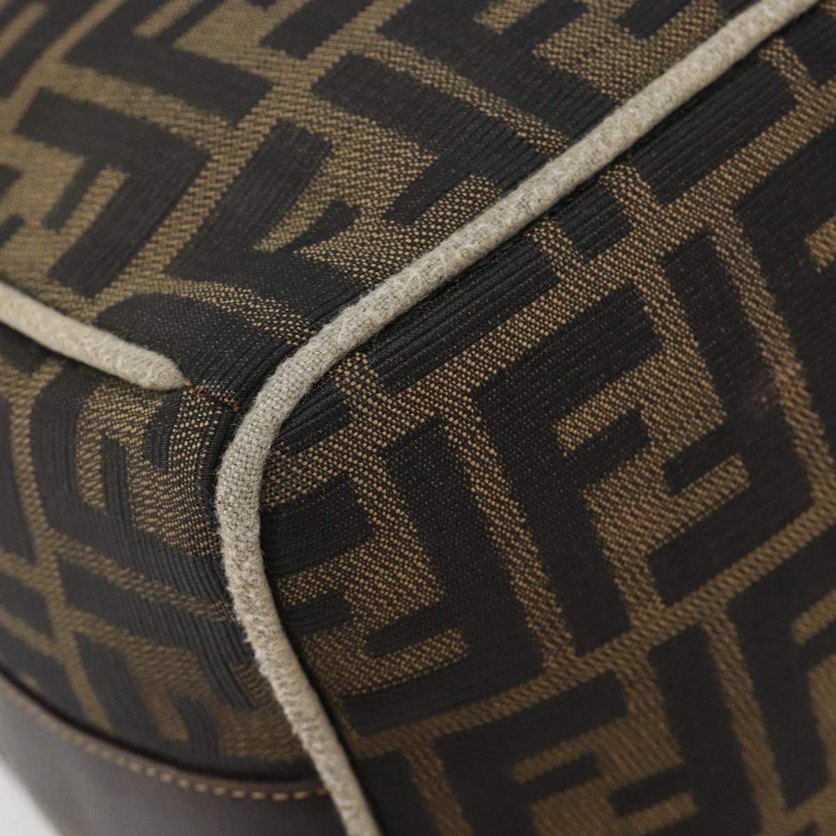 FENDI Zucca Canvas Hand Bag Black Brown Auth 189495