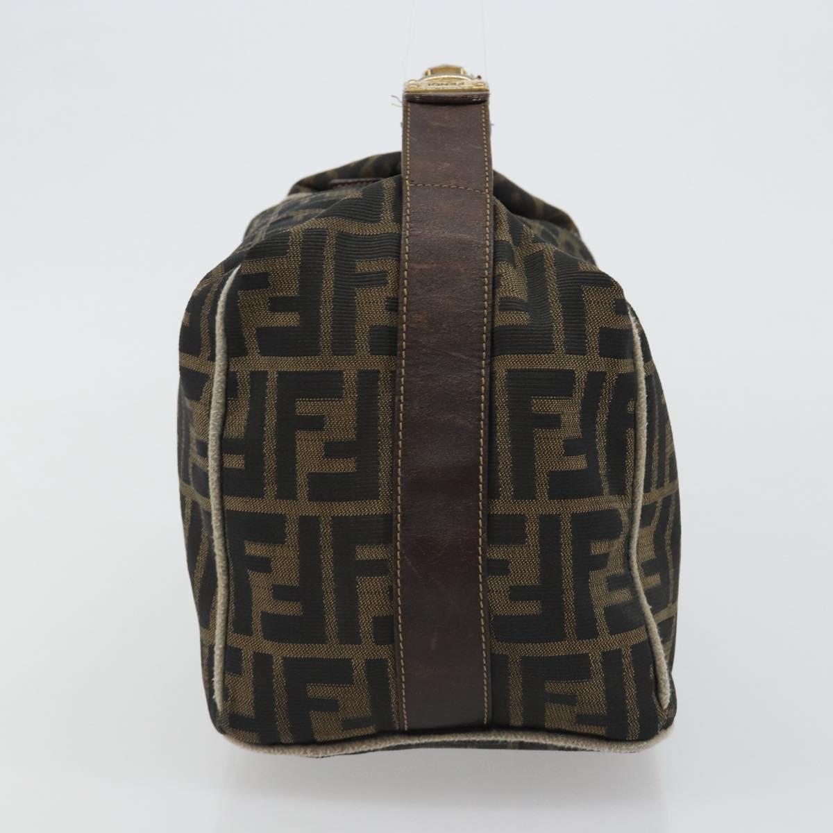 FENDI Zucca Canvas Hand Bag Black Brown Auth 189495