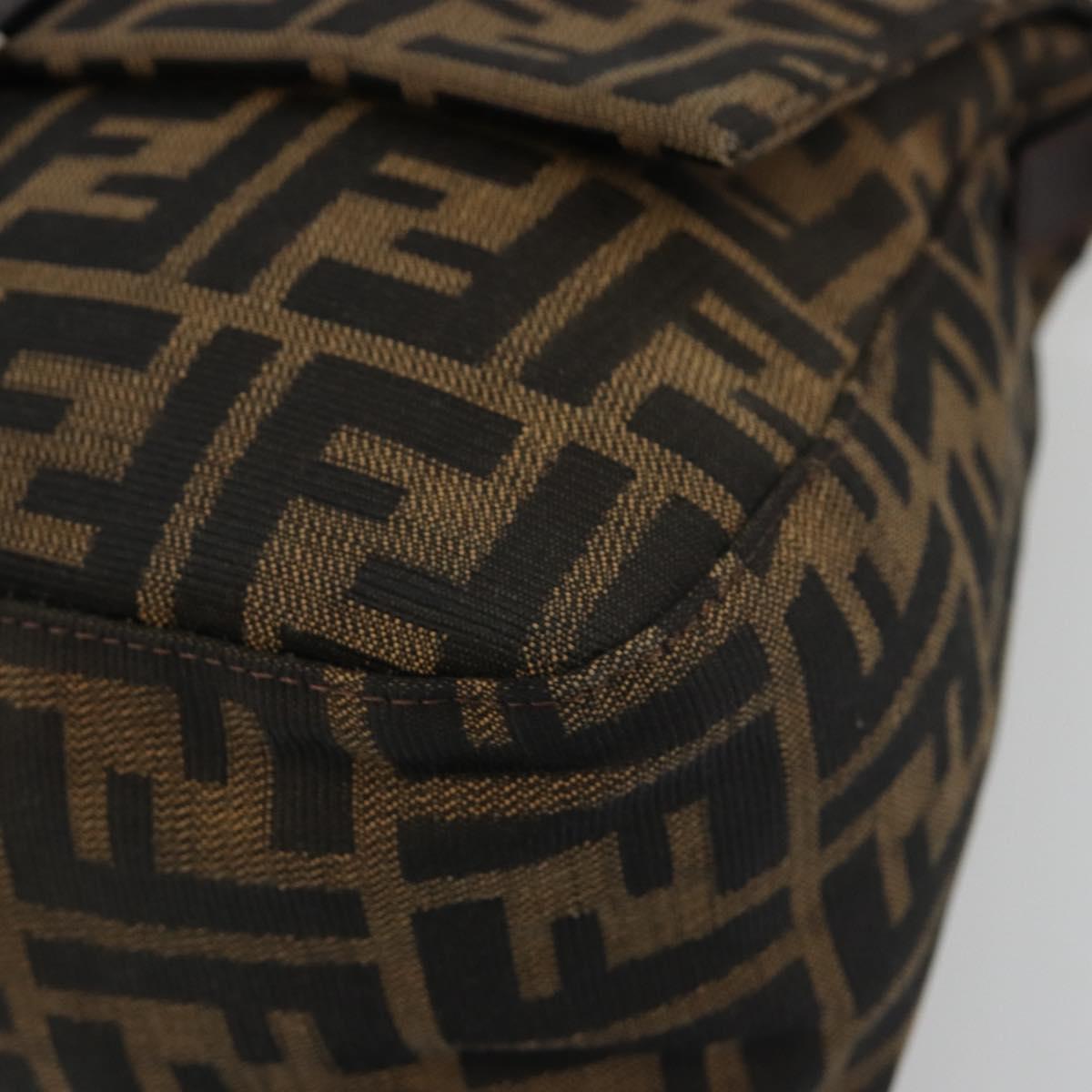 FENDI Zucca Canvas Mamma Baguette Shoulder Bag Black Brown Auth 189496SAM