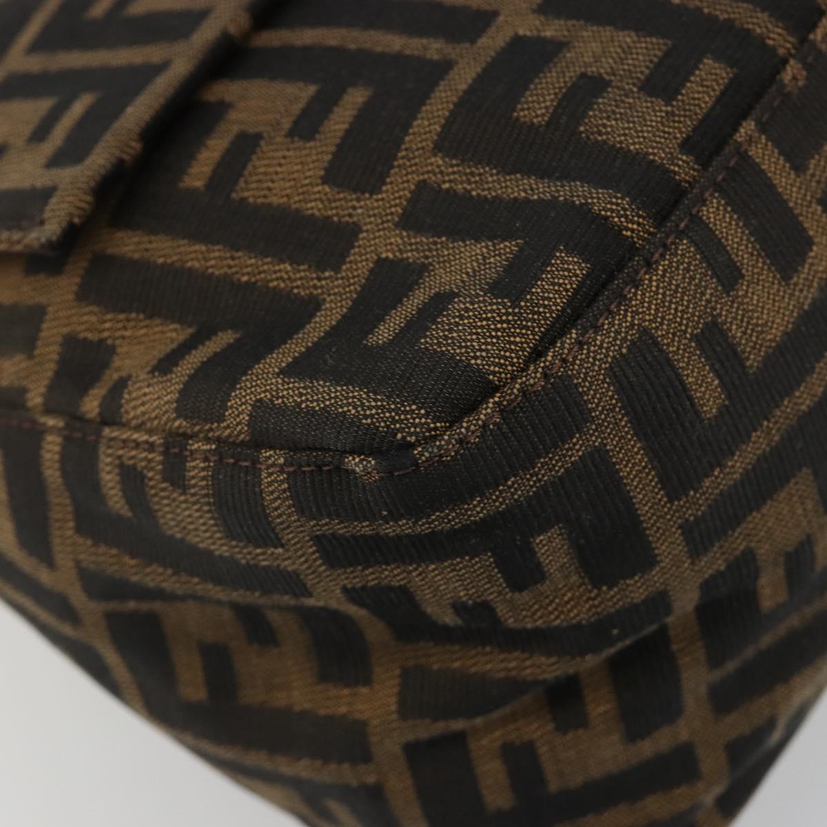 FENDI Zucca Canvas Mamma Baguette Shoulder Bag Black Brown Auth 189496SAM