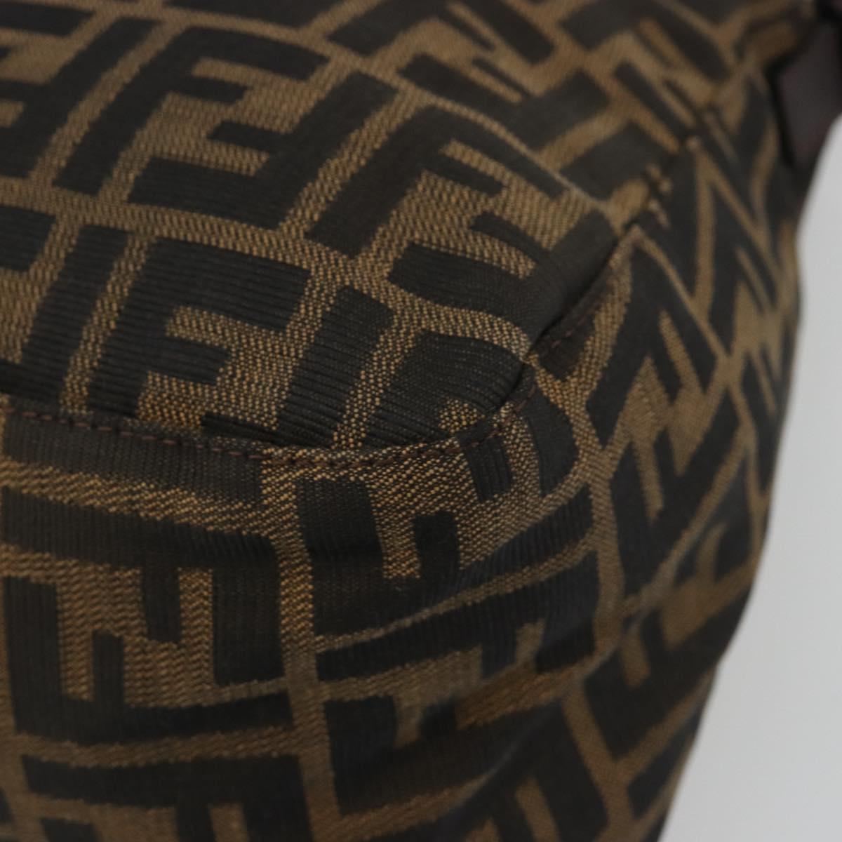 FENDI Zucca Canvas Mamma Baguette Shoulder Bag Black Brown Auth 189496SAM