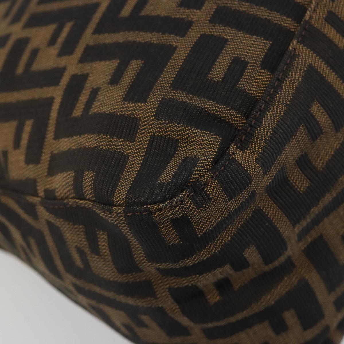 FENDI Zucca Canvas Mamma Baguette Shoulder Bag Black Brown Auth 189496SAM