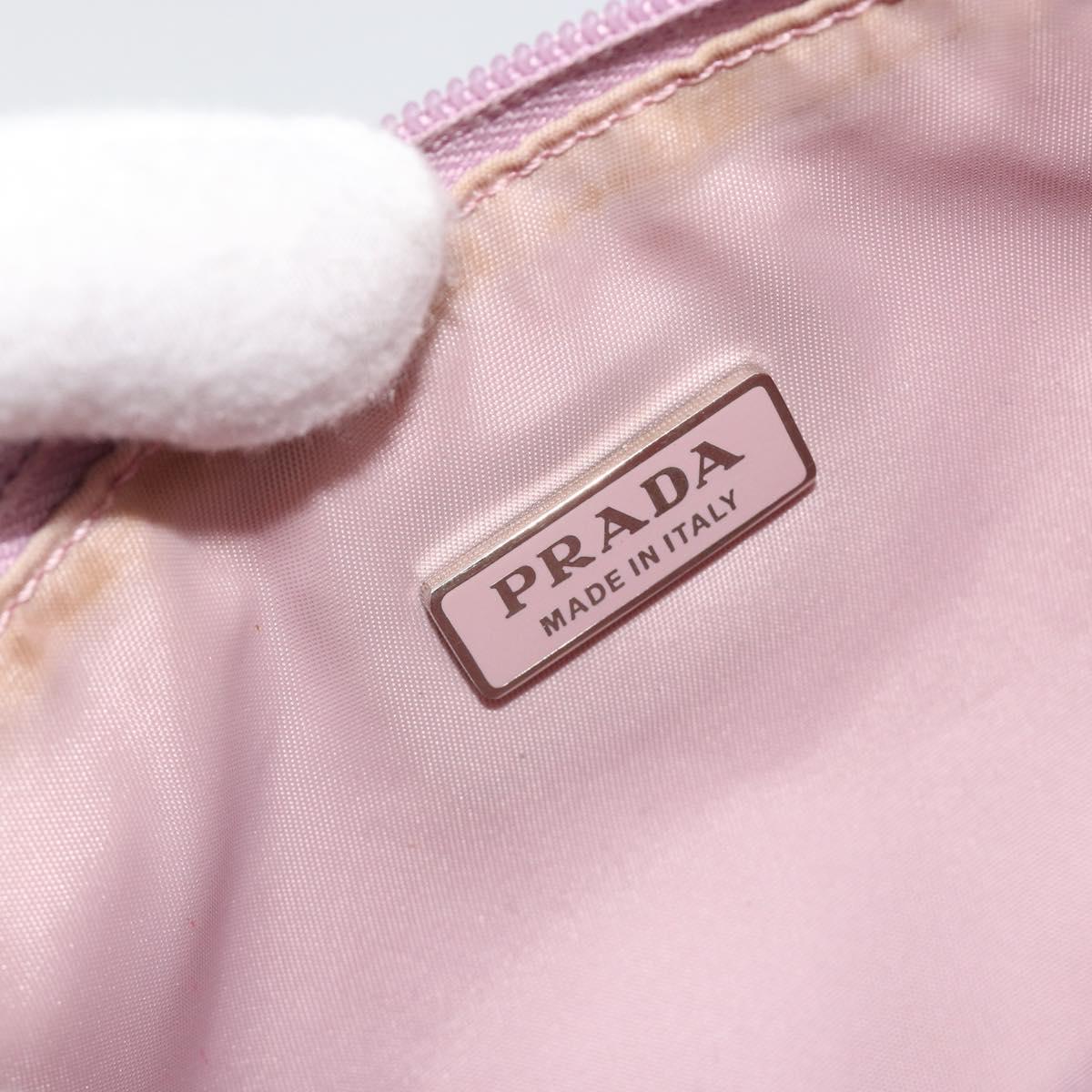 PRADA Accessory Pouch Nylon Pink Silver Auth 189497