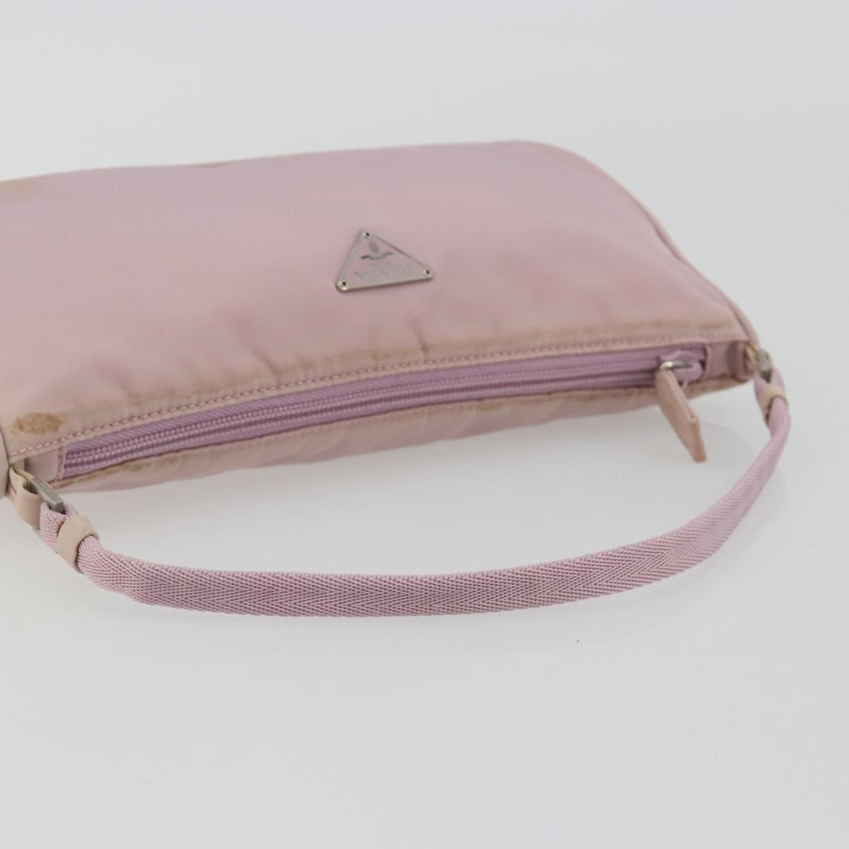 PRADA Accessory Pouch Nylon Pink Silver Auth 189497
