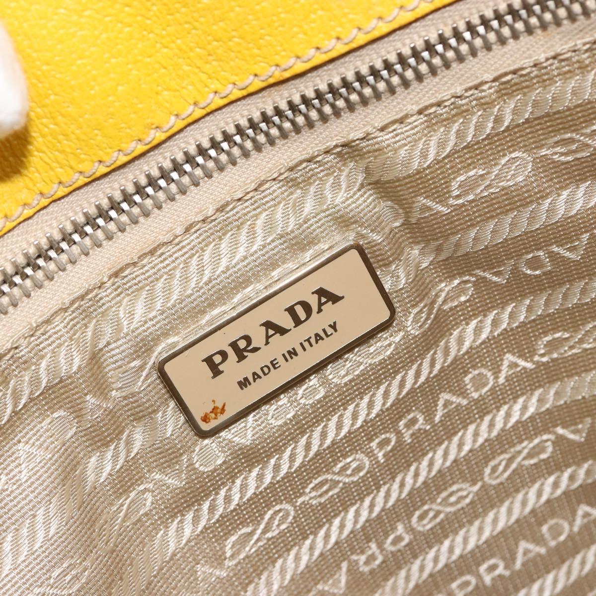PRADA Tote Bag Canvas Beige Silver Auth 189498A