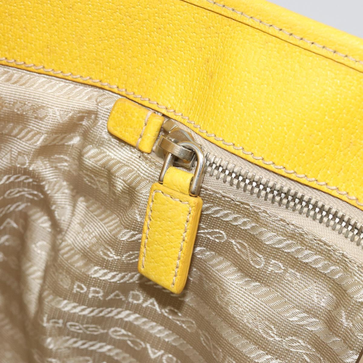 PRADA Tote Bag Canvas Beige Silver Auth 189498A