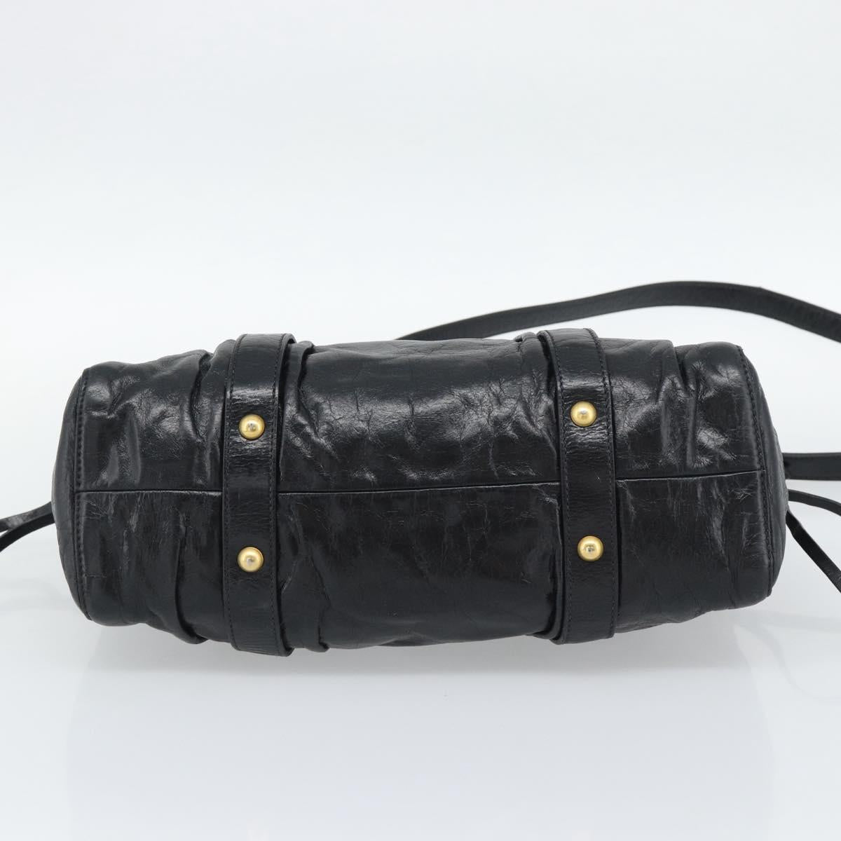 Miu Miu Hand Bag Leather 2way Black Gold Auth 189500SAM
