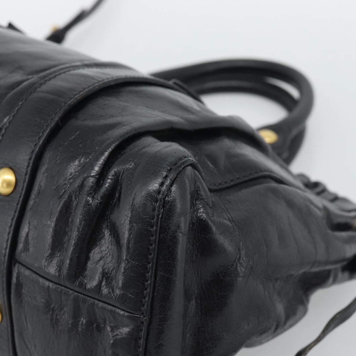 Miu Miu Hand Bag Leather 2way Black Gold Auth 189500SAM