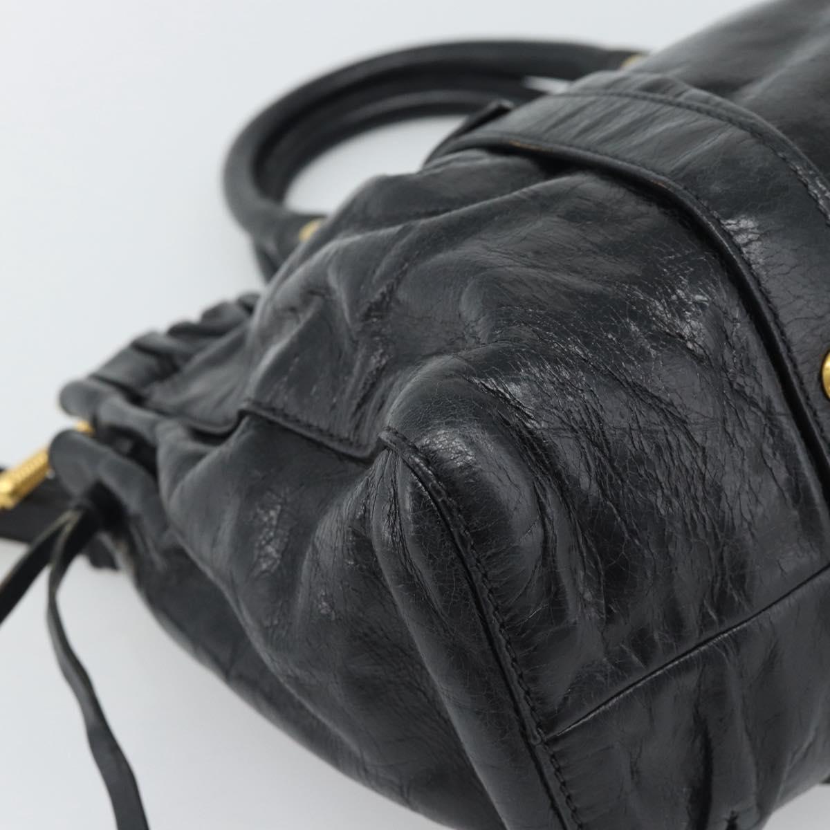 Miu Miu Hand Bag Leather 2way Black Gold Auth 189500SAM