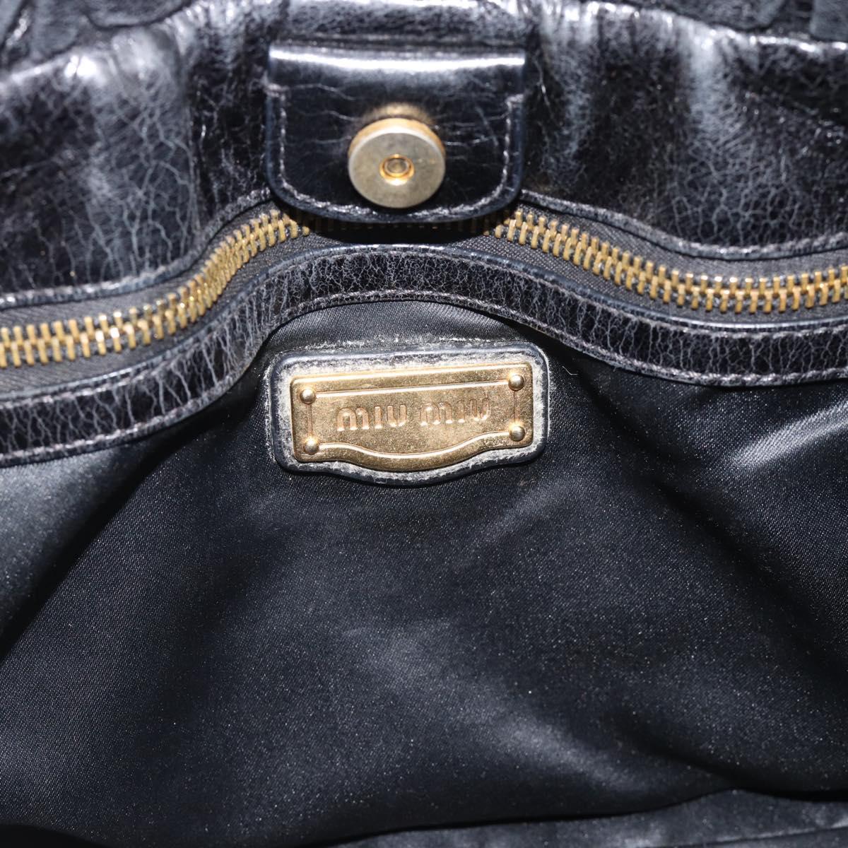 Miu Miu Hand Bag Leather 2way Black Gold Auth 189500SAM