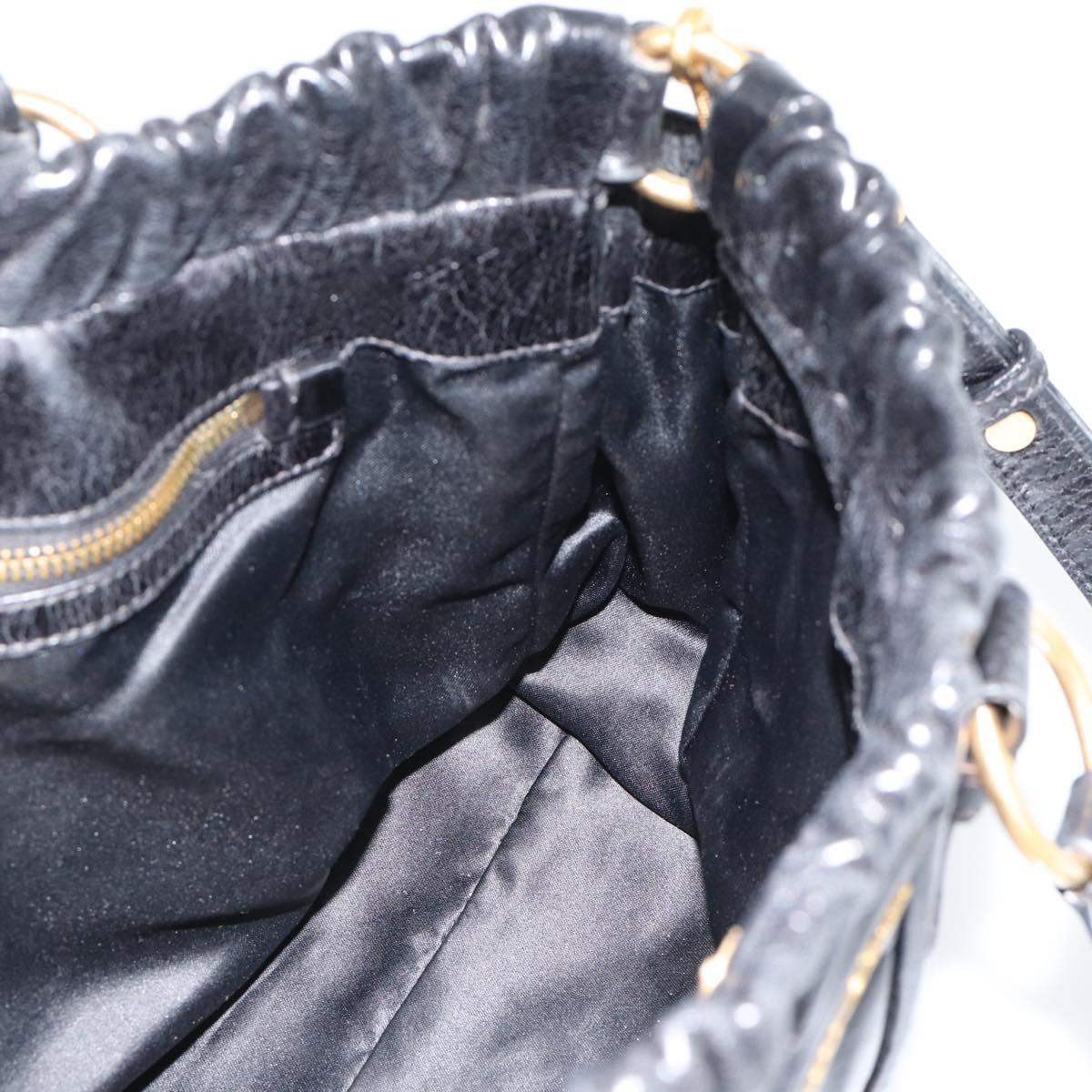 Miu Miu Hand Bag Leather 2way Black Gold Auth 189500SAM