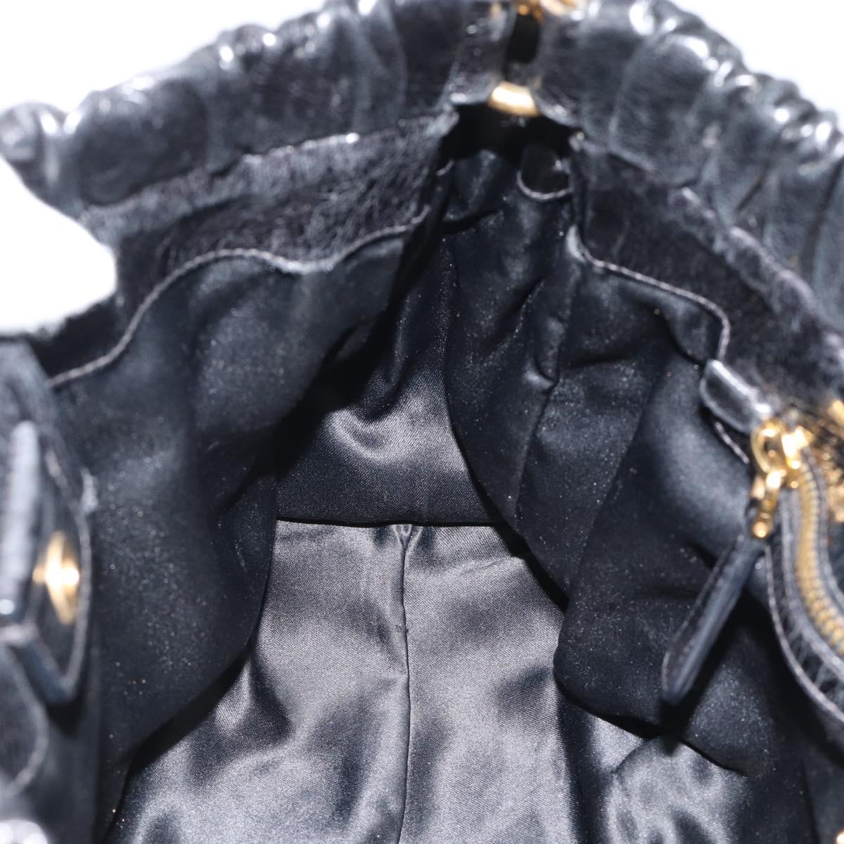 Miu Miu Hand Bag Leather 2way Black Gold Auth 189500SAM