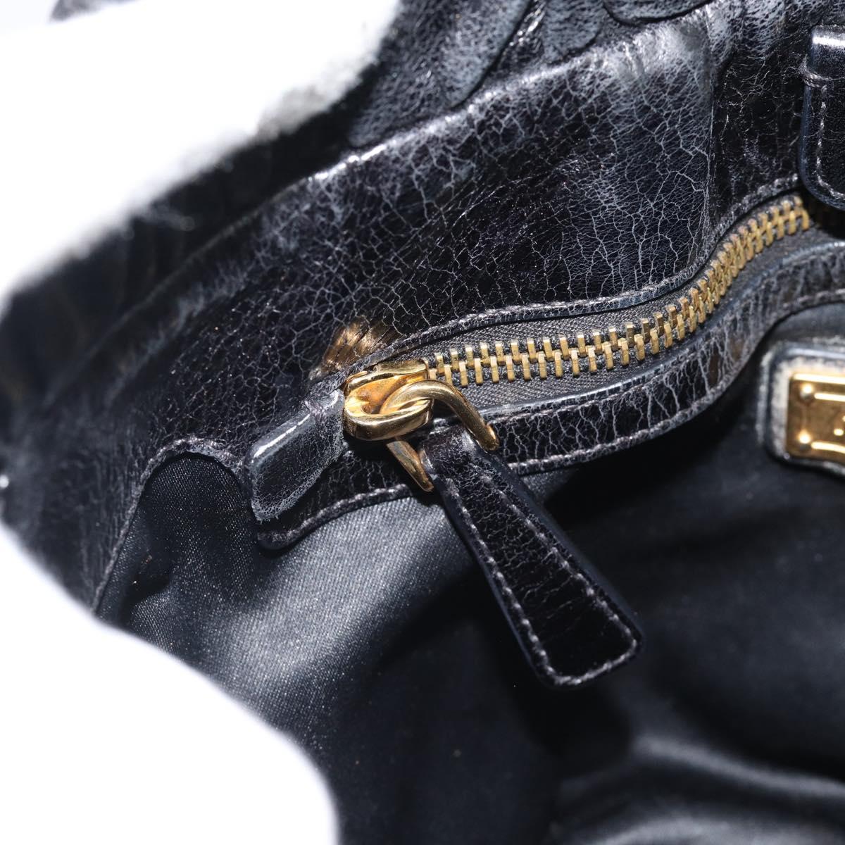 Miu Miu Hand Bag Leather 2way Black Gold Auth 189500SAM