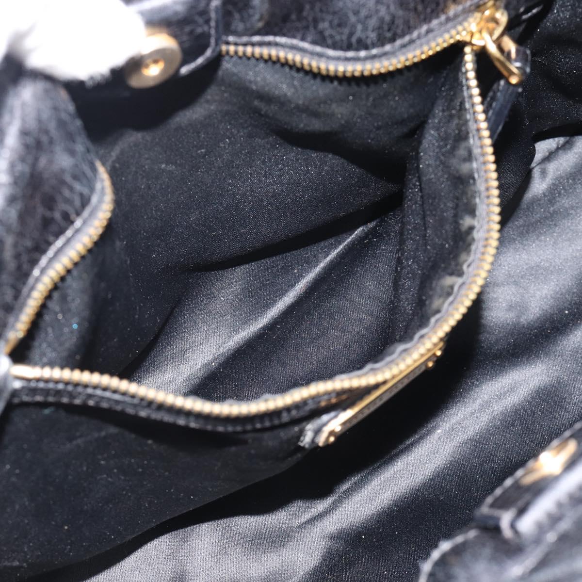 Miu Miu Hand Bag Leather 2way Black Gold Auth 189500SAM