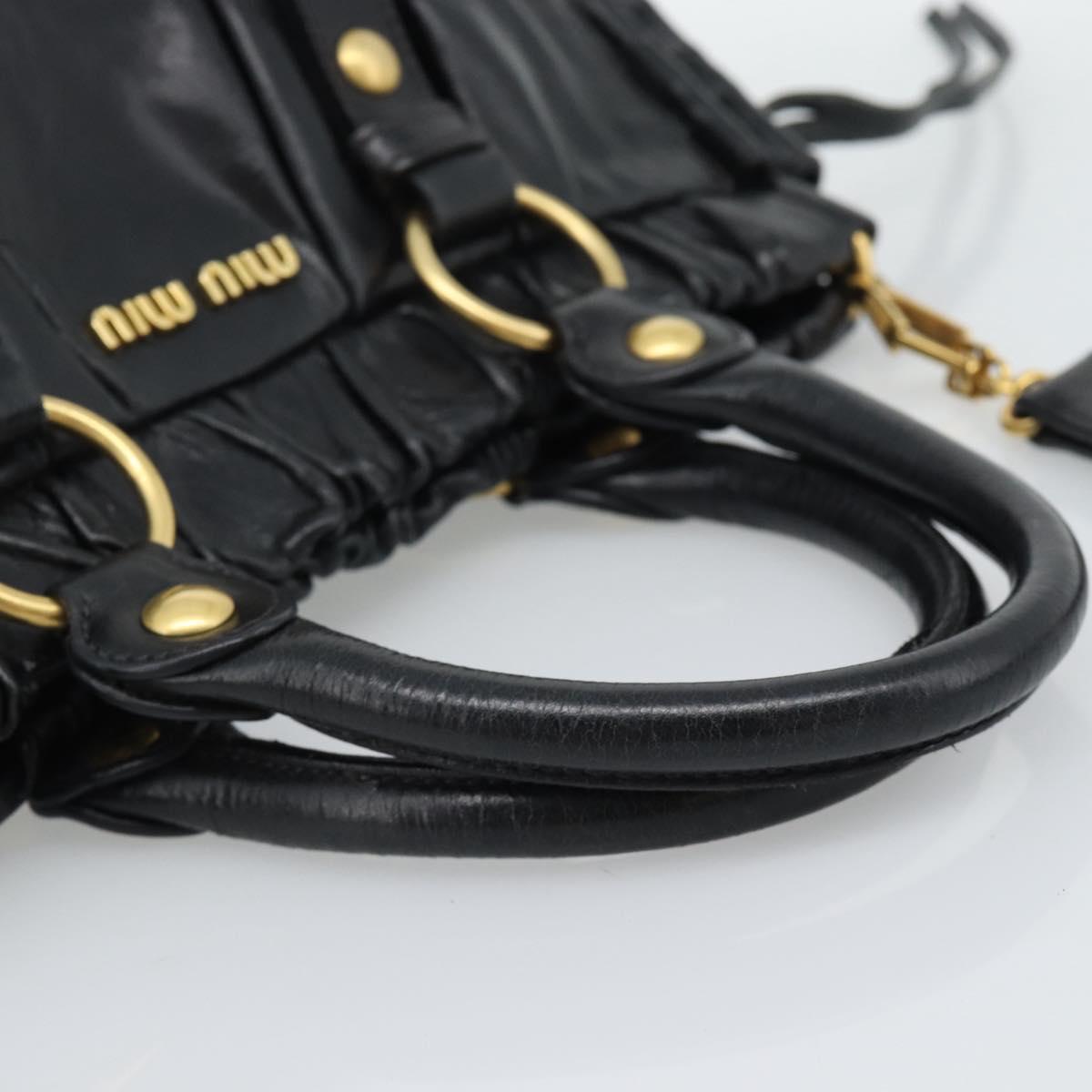 Miu Miu Hand Bag Leather 2way Black Gold Auth 189500SAM
