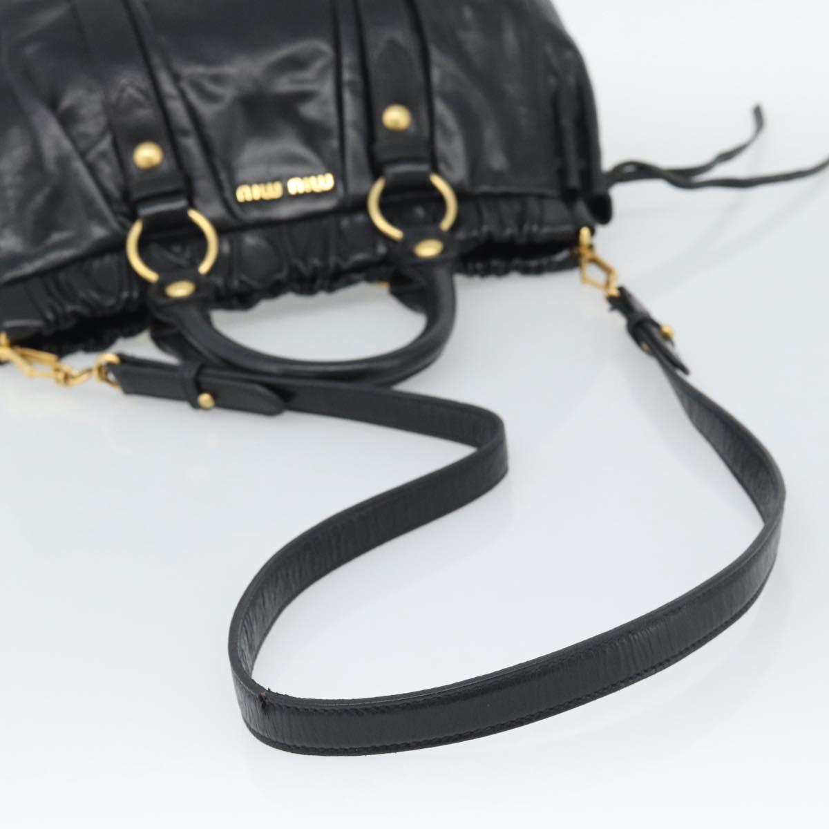 Miu Miu Hand Bag Leather 2way Black Gold Auth 189500SAM