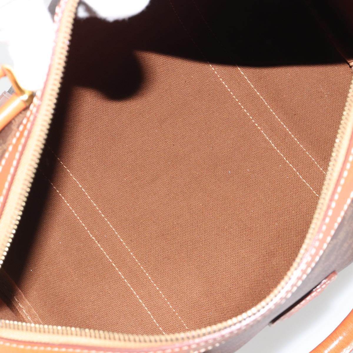 CELINE Macadam Canvas Boston Bag PVC Leather Brown Gold Auth 189503A
