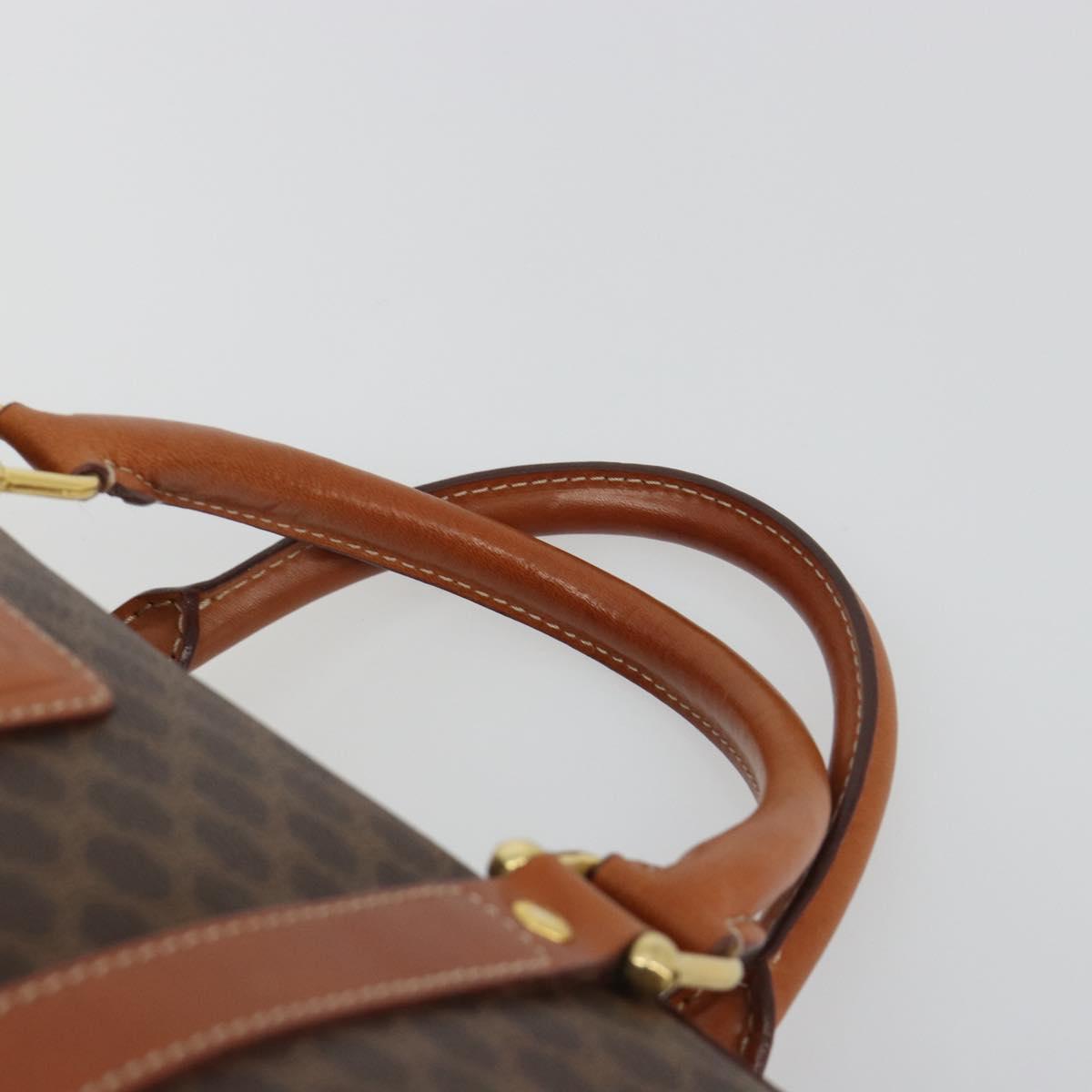 CELINE Macadam Canvas Boston Bag PVC Leather Brown Gold Auth 189503A