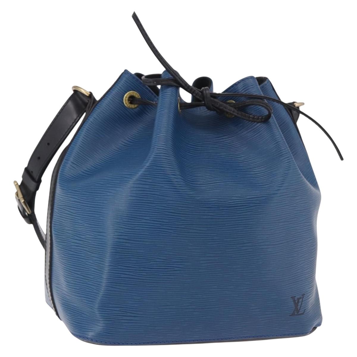 LOUIS VUITTON Epi Petit Noe Shoulder Bag Bicolor Black Blue M44152 Auth 189508