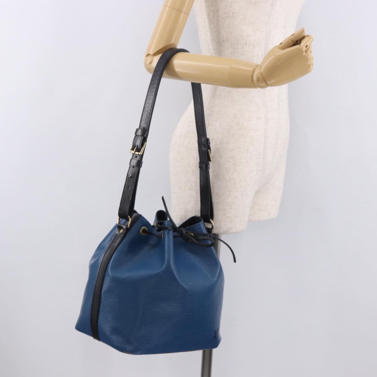 LOUIS VUITTON Epi Petit Noe Shoulder Bag Bicolor Black Blue M44152 Auth 189508