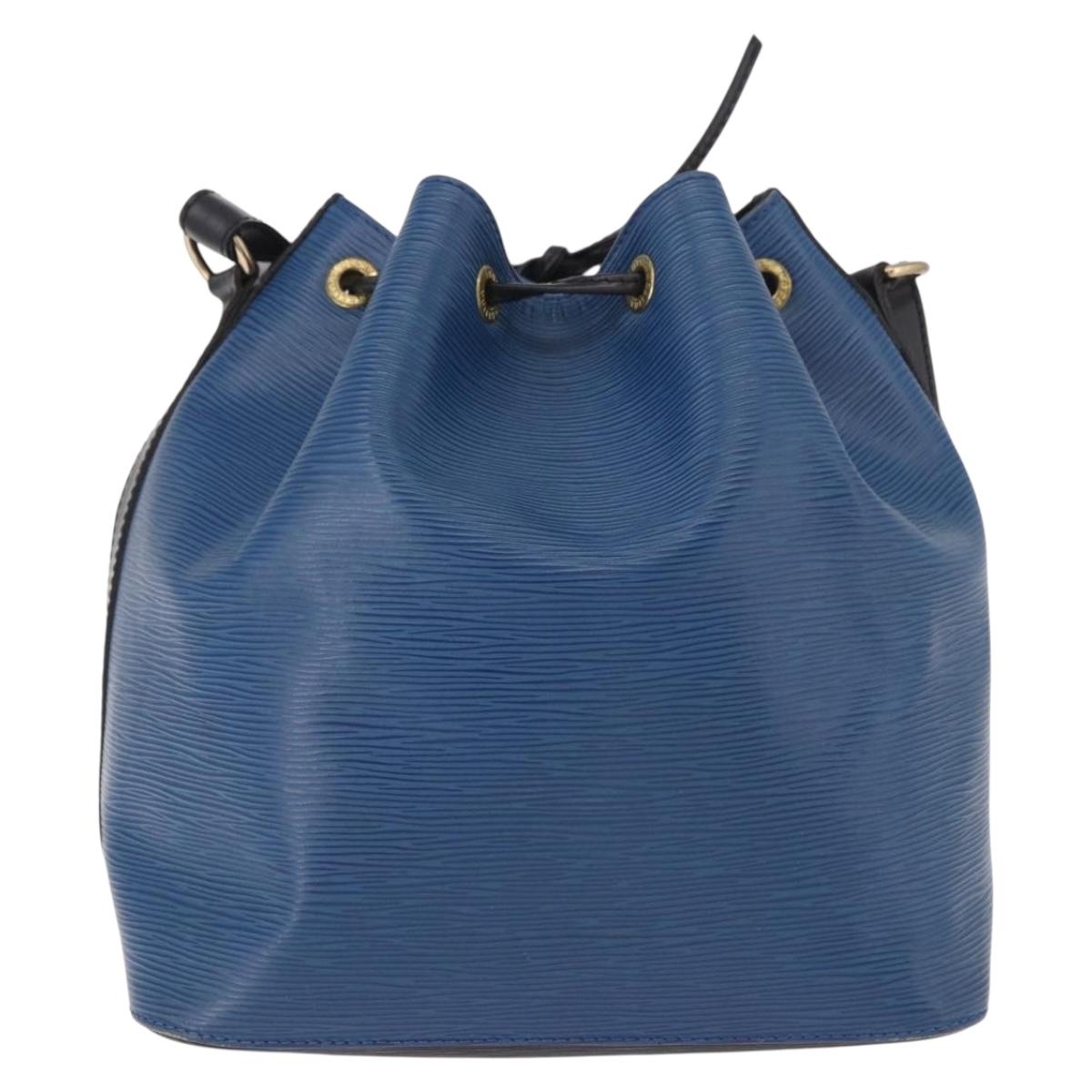 LOUIS VUITTON Epi Petit Noe Shoulder Bag Bicolor Black Blue M44152 Auth 189508