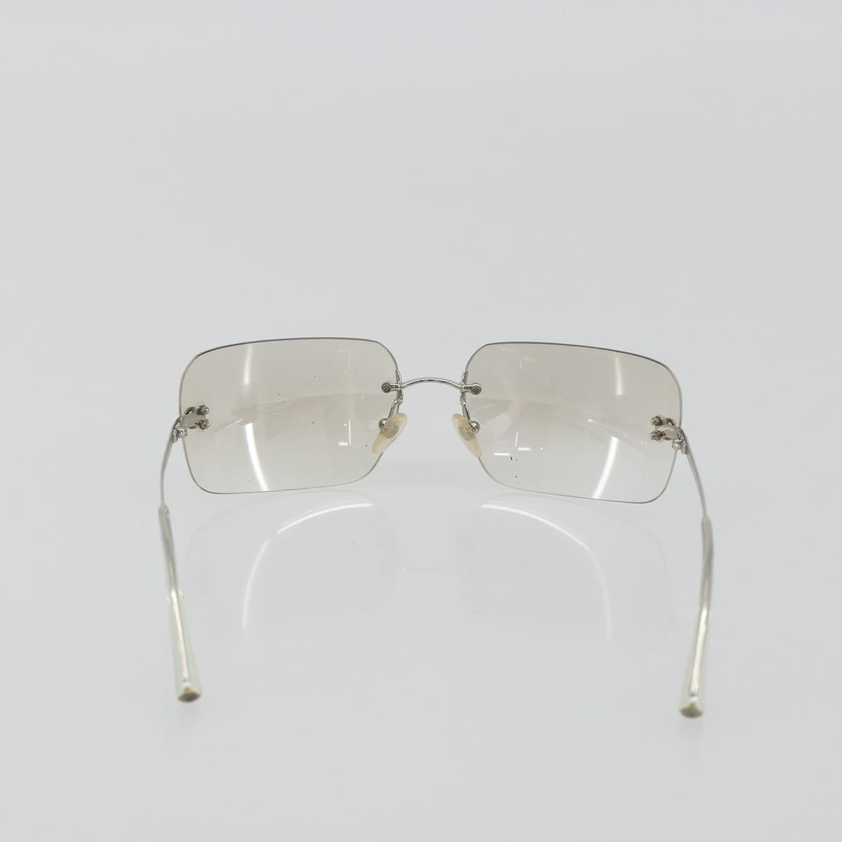 CHANEL COCO Mark Sunglasses Metal Silver CC Auth 189512