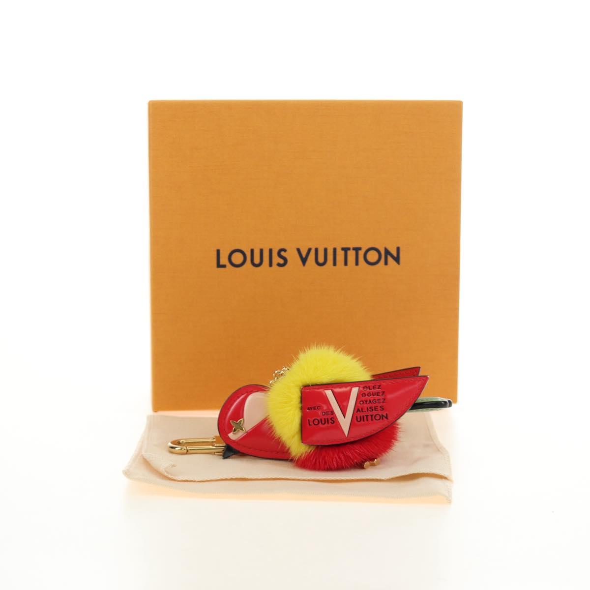 LOUIS VUITTON Bijoux Traveling Bird Sack Charm Fur Red M67390 LV Auth 189516V
