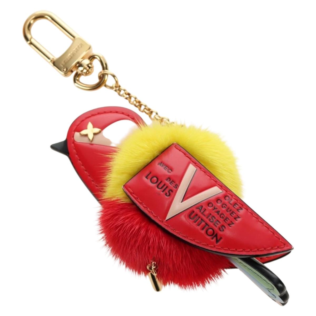LOUIS VUITTON Bijoux Traveling Bird Sack Charm Fur Red M67390 LV Auth 189516V