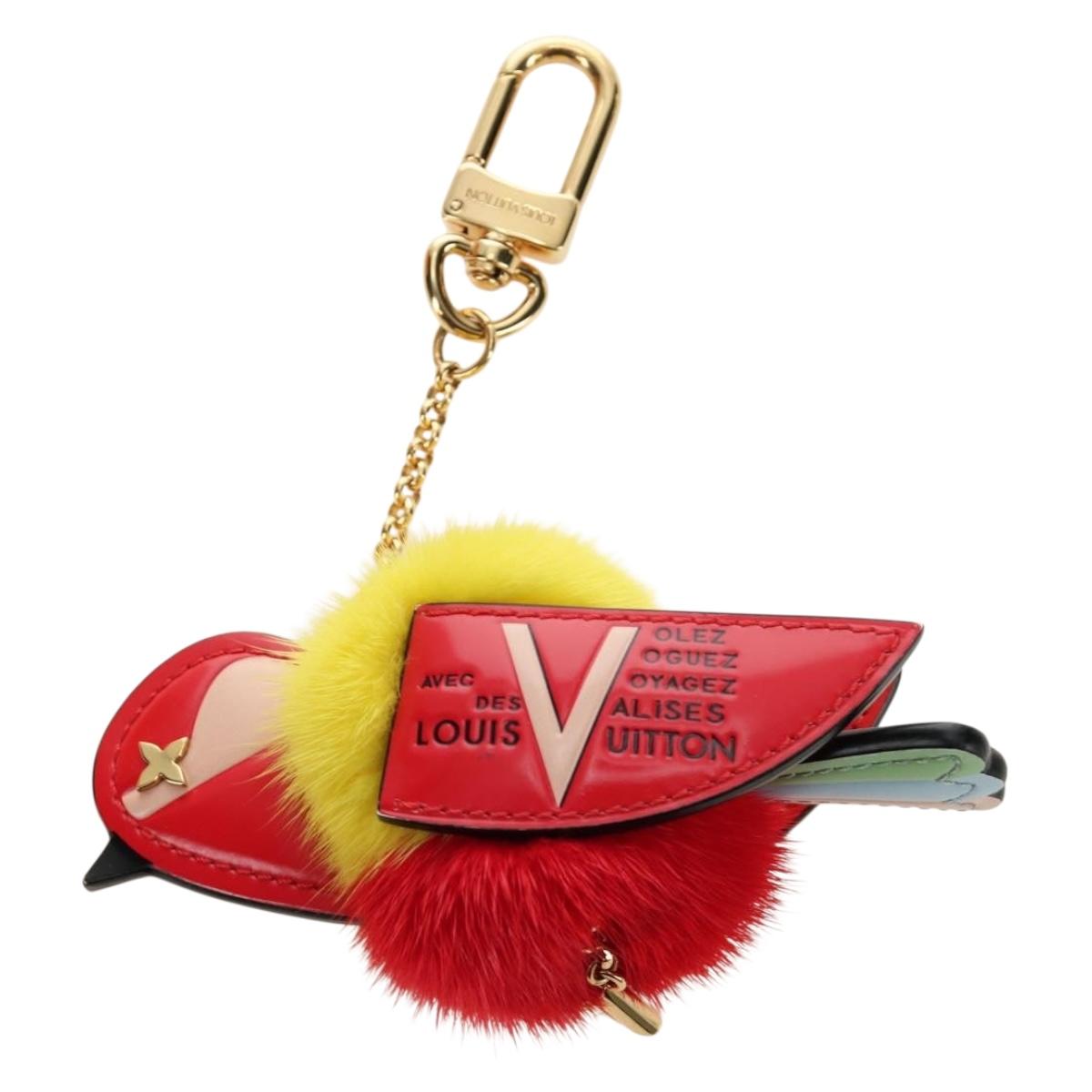 LOUIS VUITTON Bijoux Traveling Bird Sack Charm Fur Red M67390 LV Auth 189516V
