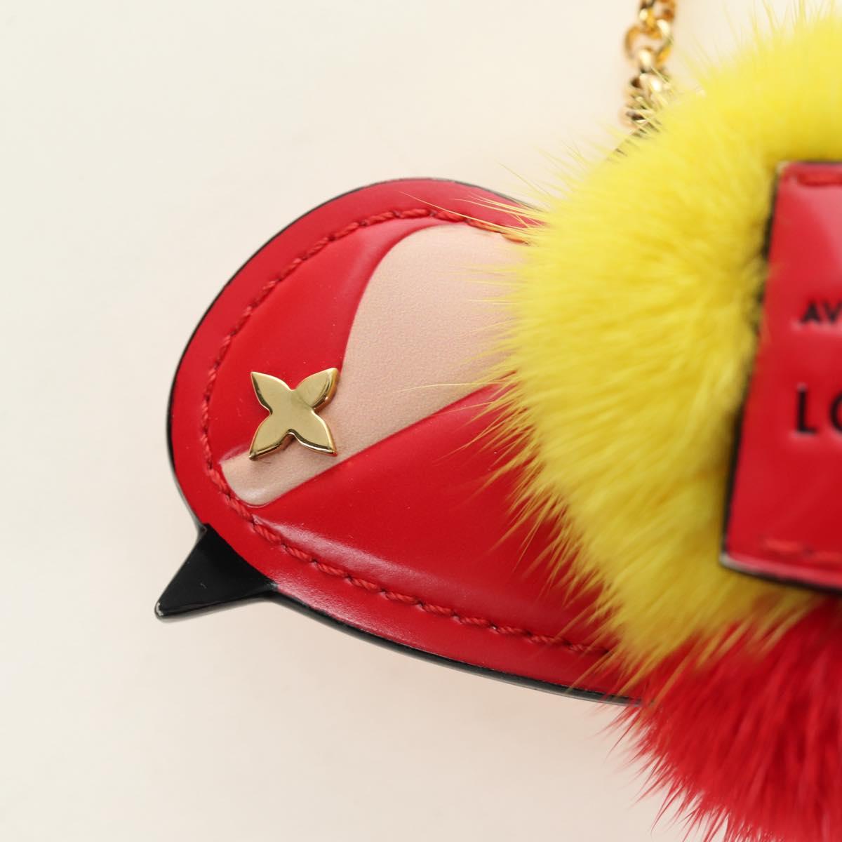 LOUIS VUITTON Bijoux Traveling Bird Sack Charm Fur Red M67390 LV Auth 189516V