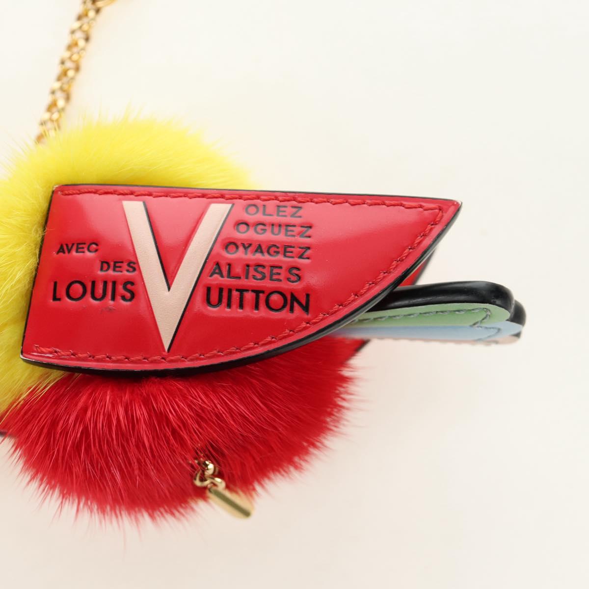 LOUIS VUITTON Bijoux Traveling Bird Sack Charm Fur Red M67390 LV Auth 189516V